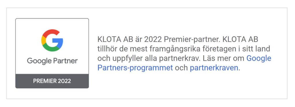 klota google premier partner