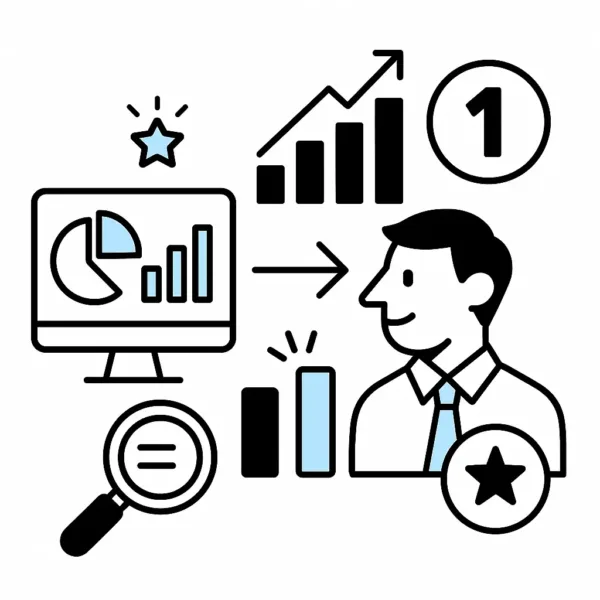 Illustration som visar analys av konkurrentdata och ranking i Google Merchant Center