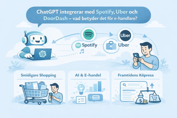 Illustration för: ChatGPT integrerar med Spotify, Uber och DoorDash – vad betyder det för dig som e-handlare?